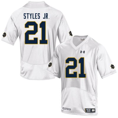 Notre Dame Fighting Irish Men's Lorenzo Styles Jr. #21 White Under Armour Authentic Stitched College NCAA Football Jersey MOF6699WH